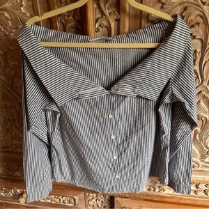 Anthropologie Black and White Striped Blouse